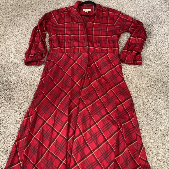 Eddie beuer plaid  cotton blend midi dress button front long sleeves holiday - Picture 14 of 15